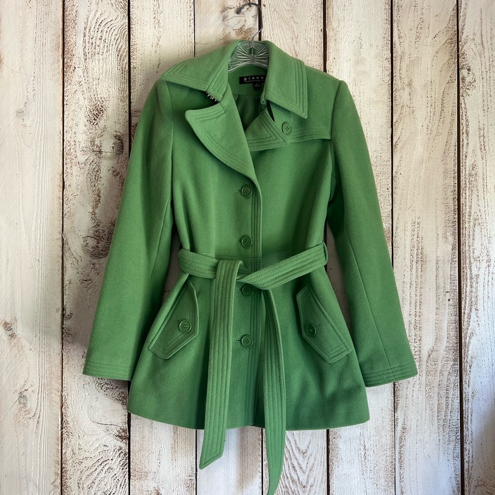 Giacca Green Wool Pea Coat XS